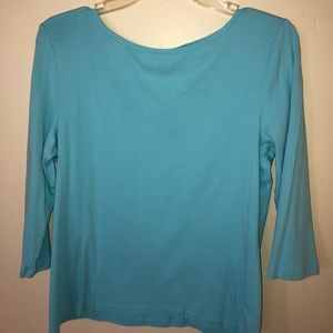 Talbots Teal 3/4 Sleeve Blouse